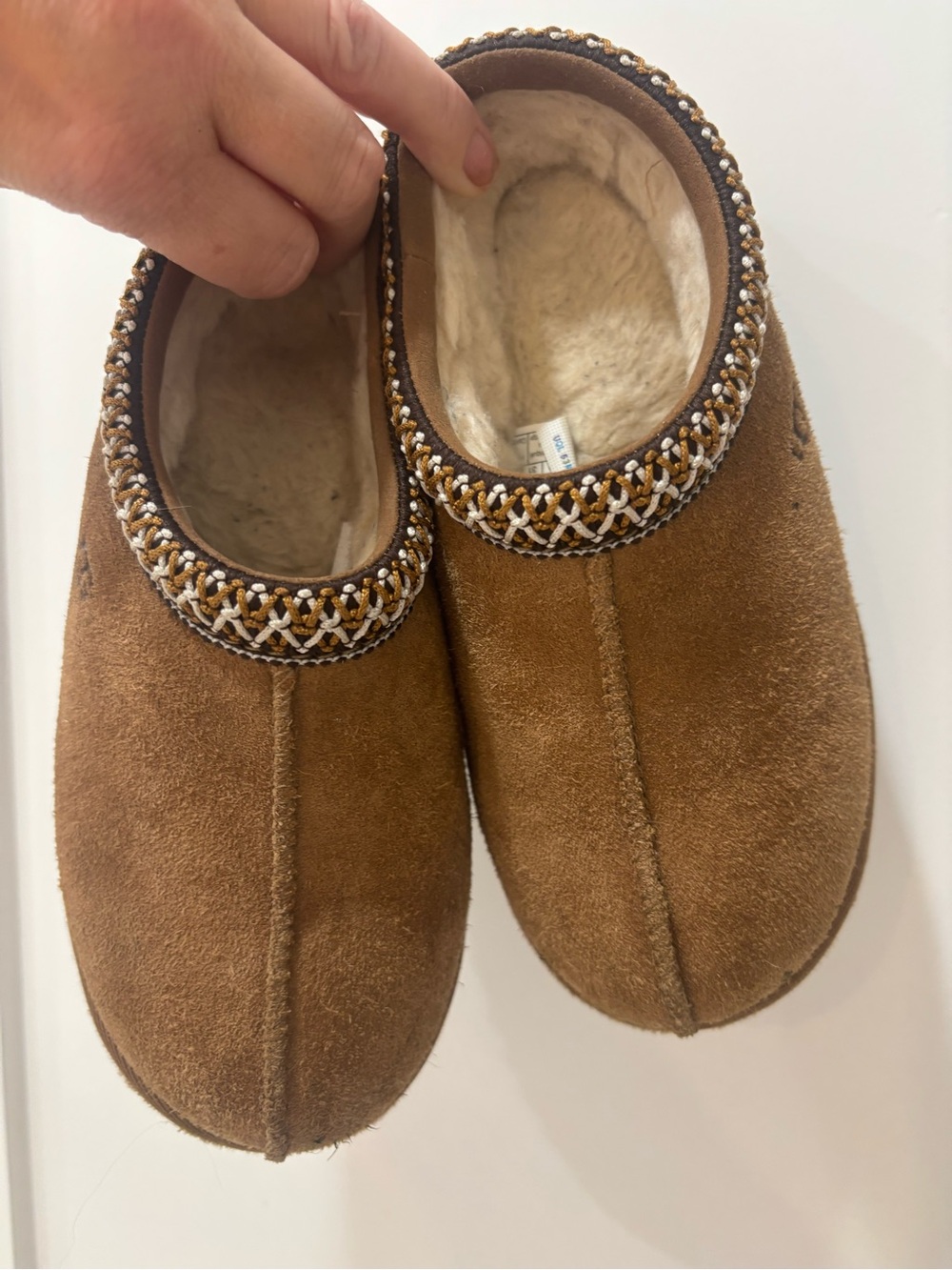UGG Kids Chestnut Brown Suede Shearling Lined Slip-On Slippers